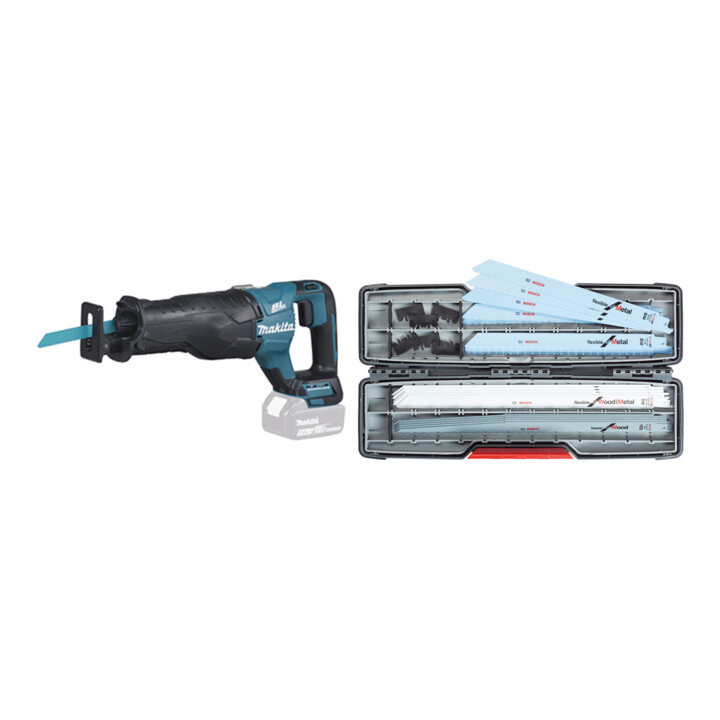 Set Makita Reciprosäge DJR187ZK + Bosch SSB ToughBox 20tlg. All-in-One