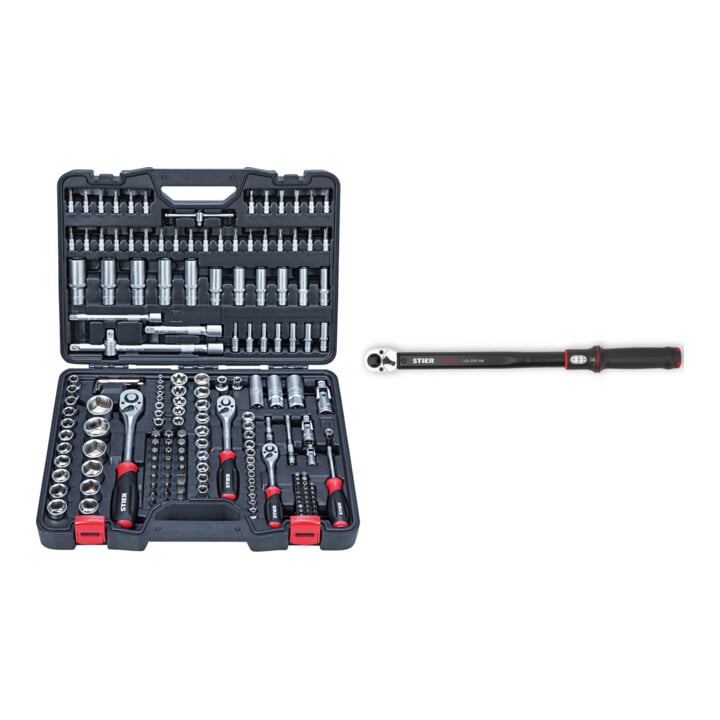 Set STIER Jeu de clés à douille 179 pièces + clé dynamométrique Premium+