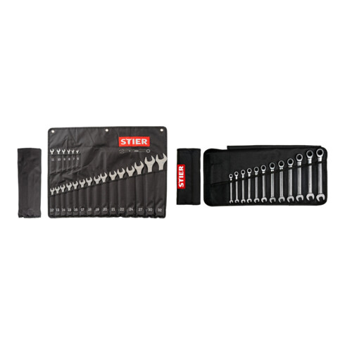 Set STIER Ringmaulschlüssel SW6-32mm 21er+Ringratschenschlüssel, SW8-19mm,12er