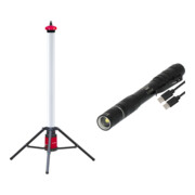 Set Stier STIER Akku-SMD-LED-Tower-Baustrahler 360° 3500 Lumen 36 W + Brennenstuhl Akku Taschenlampe LED LuxPremium TL 210 AF/Handlampe mit heller Osram-LED (200lm, bis zu 13h Leuchtdauer, 55m Leuchtweite, fremdkörper- und spritzwassergeschützt IP44)