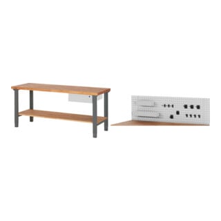 Set STIER Höhenverstellbare Werkbank Premium mit 1 Schublade und Ablageboden...