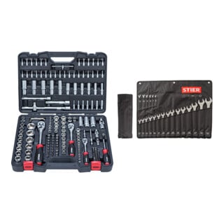 Set STIER Steckschlüssel1/4,3/8-1/2 Zoll,179er +Ringmaulschlüssel SW6-32mm 21er
