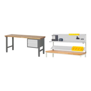 Set STIER Höhenverstellbare Werkbank Premium mit 3 Schubladen BxTxH...