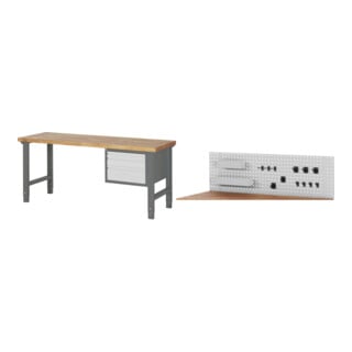 Set STIER Höhenverstellbare Werkbank Premium mit 3 Schubladen BxTxH...