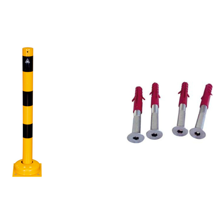 Set Schake Absperrpfosten Typ 470NPBG, ortsfest, 220x220 mm 70 x 70 mm, gelb...