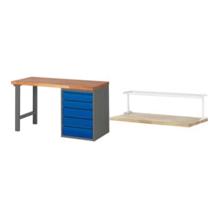 Set STIER Werkbank Premium mit 5 Schubladen BxTxH 1500x700x890mm...