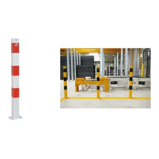 Set Schake Absperrpfosten Typ 470PBG, ortsfest, 70x70mm, gelb/schwarz + BefestigungsschraubensatzTyp 1