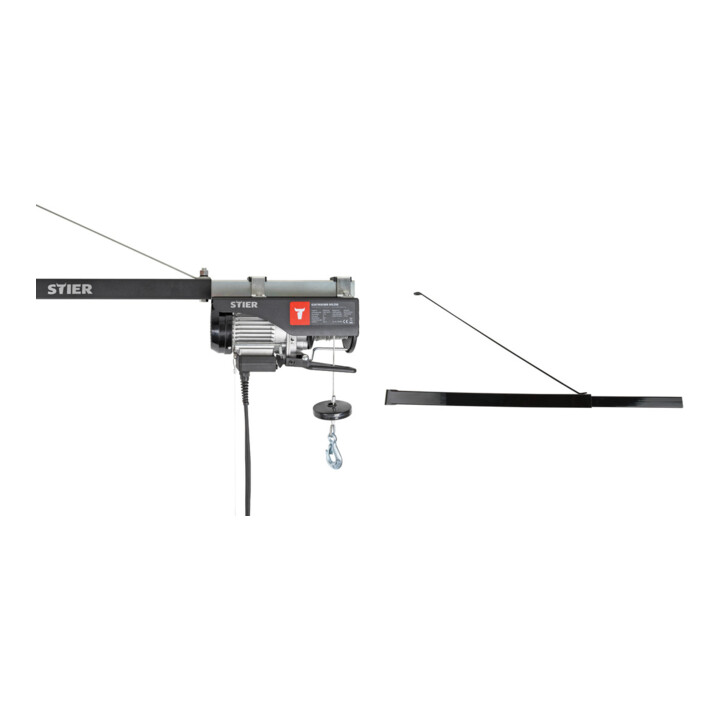 Set STIER Elektrischer Seilzug Tragkraft 250kg Leistung 500W + Schwenkarm 600 kg