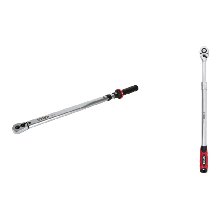 Set Stier Clé dynamométrique avec cliquet réversible + STIER Cliquet télescopique réversible 1/2 pouce