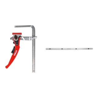 Set STIER Ganzstahl-Hebelzwinge SHZ 160/60 + Verbinder für Führungsschienen