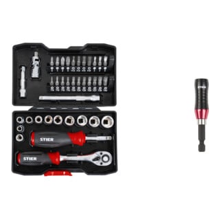 Set STIER Steckschlüssel- und Bit-Set 1/4" 38er + Bithalter KraftSpezial