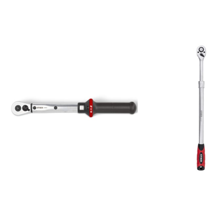 Set STIER Clé dynamométrique à cliquet réversible + STIER Cliquet télescopique réversible 1/2 pouce