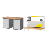 Set STIER Werkbank Premium mit 10 Schubladen BxTxH 1500x700x890mm +...
