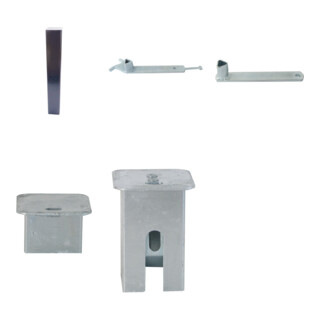 Set Schake Stilpoller aus Vierkantrohr 100x100mm + Flachkopf, ca 900mm Überflur, beschichtet, ortsfest für Dübelbefestigung + Bodenplatte 200x200mm + BefestigungsschraubensatzTyp 1