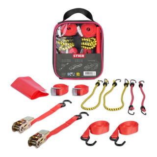 Set STIER Aktions-Drehmomentschlüssel Premium+, 1/2 Zoll Aufnahme + Spanngurte-Set 9-teilig, TÜV/GS geprüft nach DIN EN 12195-2