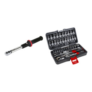 Set Stier Clé dynamométrique à cliquet réversible 1/4'' + STIER Jeu de clés à douille 1/4''