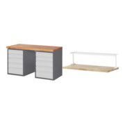 Set STIER Werkbank Premium mit 10 Schubladen BxTxH 1500x700x890mm + Ablage...