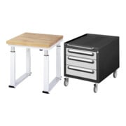 Set STIER Elektrisch Höhenverstellbare Werkbank Premium BxTxH...