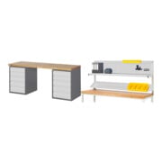 Set STIER Werkbank Premium mit 10 Schubladen BxTxH 2000x700x890mm +...