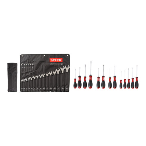 Set STIER Ringmaulschlüssel SW 6 - 32 mm 21er + Schraubendreher Big Pack 13er