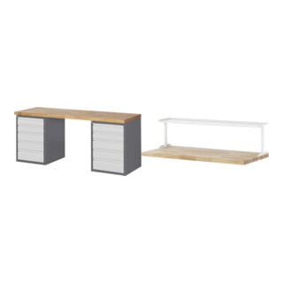 Set STIER Werkbank Premium mit 10 Schubladen BxTxH 2000x700x890mm + Ablage...