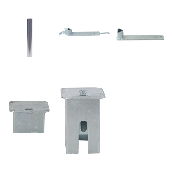 Set Schake Sperrpfosten aus Edelstahl Typ 4089Z Ø 89mm, herausnehmbar, geschliffen + Profilzylinder + Bodenhülse + Dreikantschlüssel M 12, Standard +