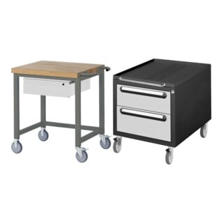 Set STIER Fahrbare Werkbank Premium mit 1 Schublade BxTxH 750x700x880mm +...