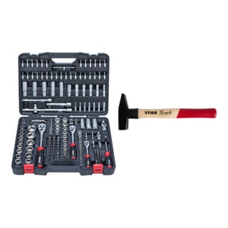 Set Stier Steckschlüssel-Satz + STIER Schlosserhammer Robust+ 500g
