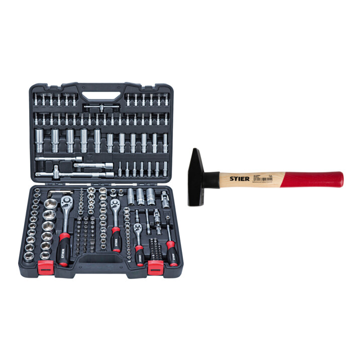 Set Stier Jeu de clés à douille + STIER Marteau de serrurier Robust+ 500 g