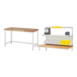 Set STIER Höhenverstellbare Werkbank Premium BxTxH 1500x700x840-1040mm RAL...