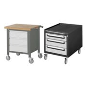 Set STIER Fahrbare Werkbank Premium mit 3 Schubladen BxTxH 750x700x880mm +...