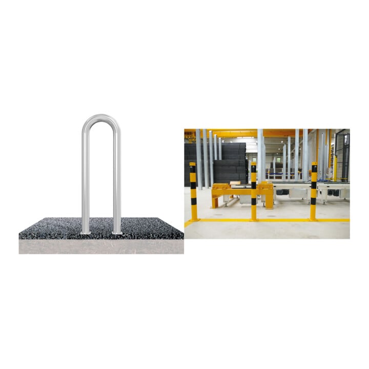 Set Schake Schutzbügel Ø76 mm, Breite 400 mm, Höhe über Flur 1150mm + BefestigungsschraubensatzTyp 1