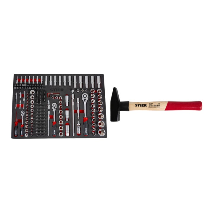 Set STIER Jeu de clés à douille + STIER Marteau de serrurier Robust+ 500 g