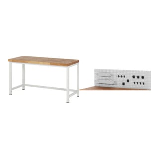 Set STIER Höhenverstellbare Werkbank Premium BxTxH 1500x700x840-1040mm RAL...