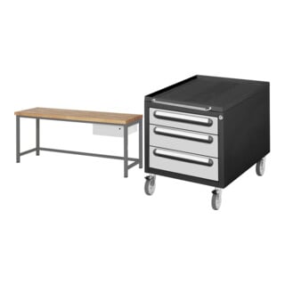 Set STIER Höhenverstellbare Werkbank Premium mit 1 Schublade BxTxH...