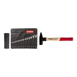 Set STIER Ringmaulschlüssel-Satz + STIER Schlosserhammer Robust+ 300g