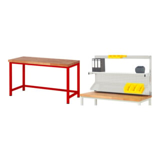 Set STIER Höhenverstellbare Werkbank Premium BxTxH 1500x700x840-1040mm RAL...
