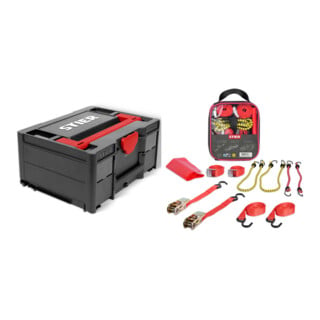 Set STIER Systainer³ II Black Edition + Spanngurte-Set 9-teilig, TÜV/GS geprüft nach DIN EN 12195-2