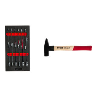 Set STIER Maul-Ringratschenschlüssel-Satz + Schlosserhammer Robust+ 500g