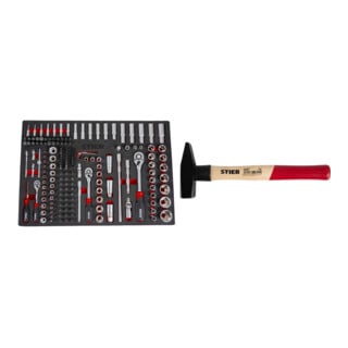 Set STIER Steckschlüssel-Satz + Schlosserhammer Robust+ 800g