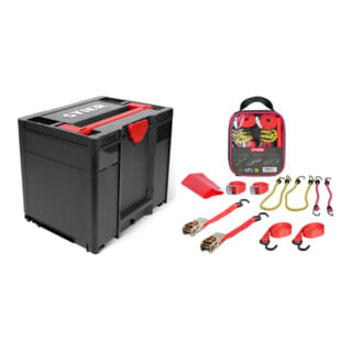Set STIER Systainer³ IV Black Edition + Spanngurte-Set 9-teilig, TÜV/GS geprüft nach DIN EN 12195-2