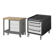 Set STIER Werkbank Premium mit abs. Fahrgestell und 3 Schubladen BxTxH...