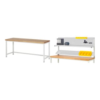 Set STIER Höhenverstellbare Werkbank Premium BxTxH 2000x700x840-1040mm RAL...
