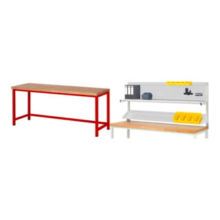 Set STIER Höhenverstellbare Werkbank Premium BxTxH 2000x700x840-1040mm RAL...