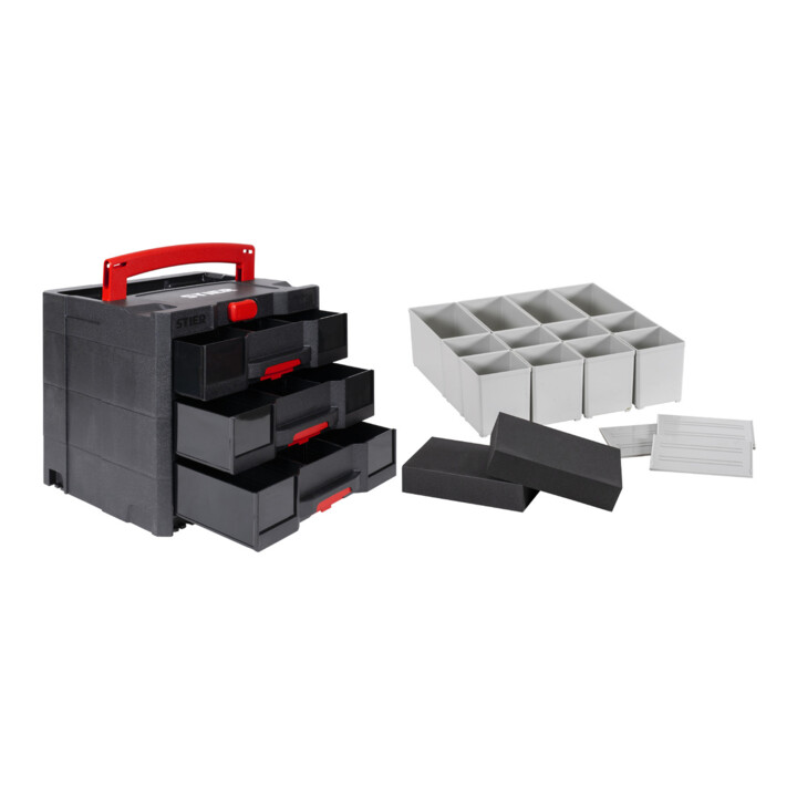 Set STIER Sortainer T-Loc IV/3 Black + Einsatzboxen Set für 906795