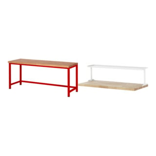 Set STIER Höhenverstellbare Werkbank Premium BxTxH 2000x700x840-1040mm RAL...