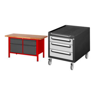 Set STIER Höhenverstellbare Werkbank Premium mit 2 Schubladen und 2...