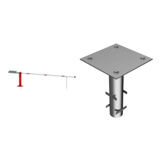 Set Handschranke, B5000mm 950mm, Dreikant, Auflage + Satz Bodenhülse + Dreikantschlüssel M 12 + Grauguss-Univ.-Schlüssel + Seilzugverstärkung