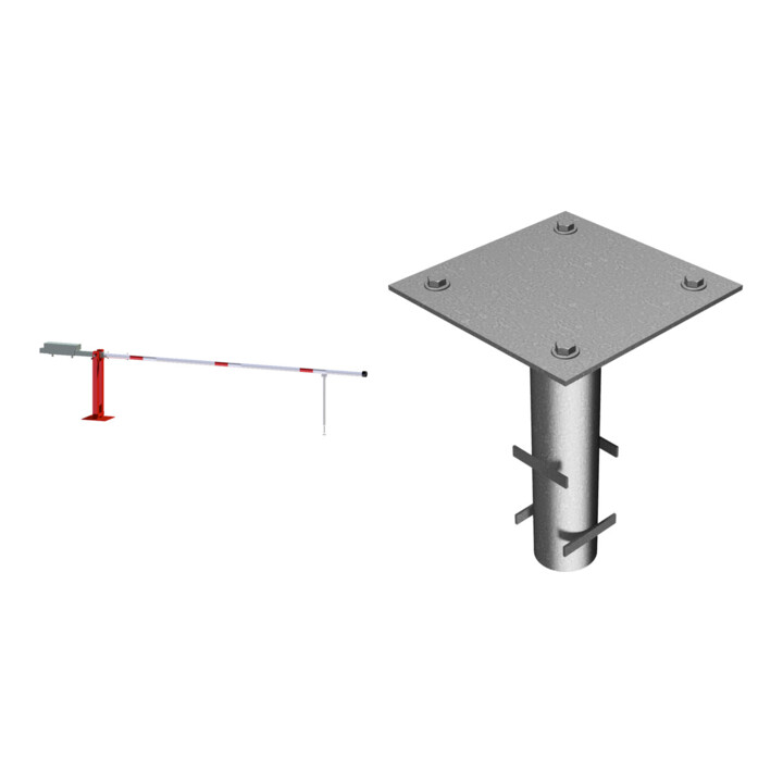 Set Handschranke, B5000mm 950mm, Dreikant, Auflage + Satz Bodenhülse + Dreikantschlüssel M 12 + Grauguss-Univ.-Schlüssel + Seilzugverstärkung