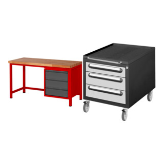 Set STIER Höhenverstellbare Werkbank Premium mit 3 Schubladen BxTxH...